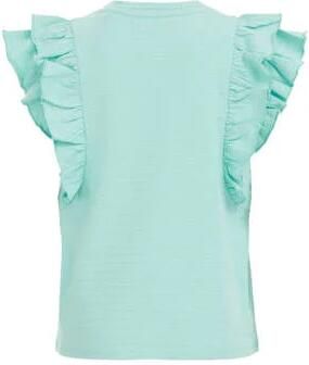 WE Fashion T-shirt aquablauw Meisjes Stretchkatoen Ronde hals Effen 122 128