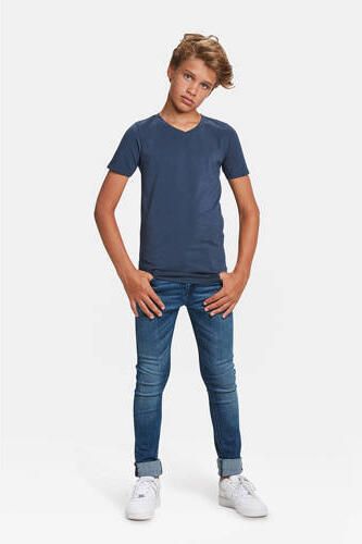 WE Fashion T-shirt Basics donkerblauw Jongens Katoen V-hals Effen 110 116 - Foto 4