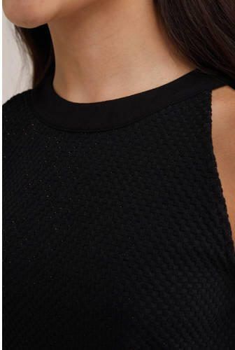 WE Fashion T-shirt black uni Zwart Meisjes Polyester Opstaande kraag Effen 158 164 - Foto 2