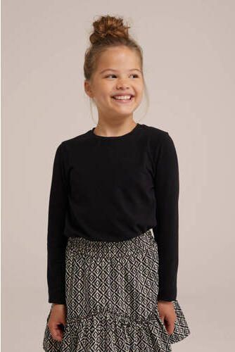 WE Fashion T-shirt black uni Zwart Meisjes Stretchkatoen Ronde hals Effen 134 140 - Foto 3