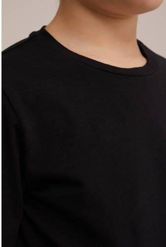 WE Fashion T-shirt black uni Zwart Meisjes Stretchkatoen Ronde hals Effen 134 140 - Foto 2