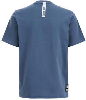 WE Fashion T-shirt blauw Jongens Katoen Ronde hals Effen 122 128