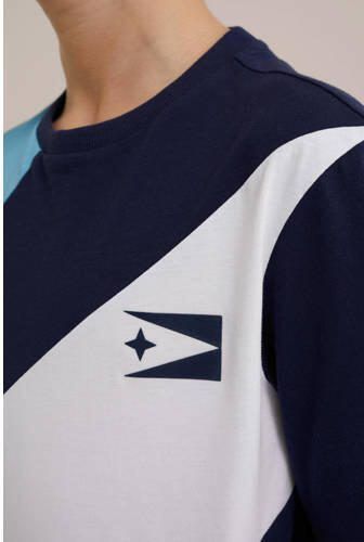 WE Fashion T-shirt blauw Jongens Katoen Ronde hals Meerkleurig 122 128 - Foto 2