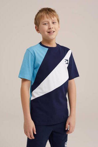 WE Fashion T-shirt blauw Jongens Katoen Ronde hals Meerkleurig 122 128 - Foto 3