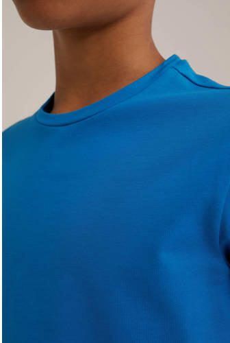 WE Fashion T-shirt Blauw Jongens Stretchkatoen Ronde hals Effen 146 152 - Foto 4