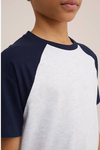 WE Fashion T-shirt blauw wit Jongens Katoen Ronde hals Meerkleurig 110 116 - Foto 2