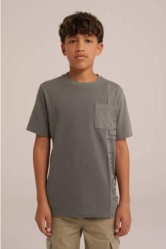 WE Fashion T-shirt bruin Jongens Katoen Ronde hals Effen 110 116 - Foto 3