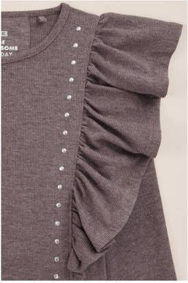 WE Fashion T-shirt bruin Meisjes Polyester Ronde hals Effen 122 128