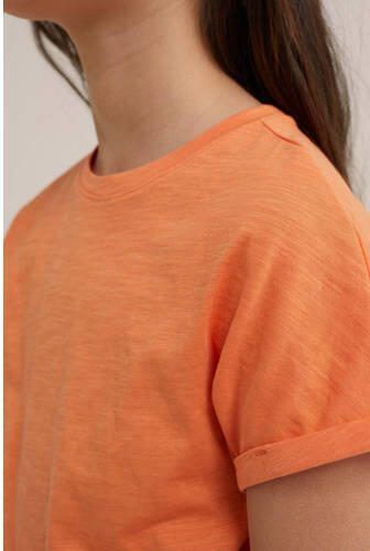 WE Fashion T-shirt coral rose Oranje Meisjes Katoen Ronde hals Effen 110 116 - Foto 2