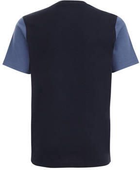 WE Fashion t-shirt donkerblauw blauw wit Jongens Katoen Ronde hals Printopdruk 110 116
