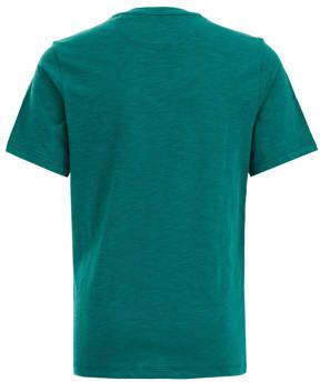 WE Fashion T-shirt donkergroen Jongens Katoen Ronde hals Effen 110 116