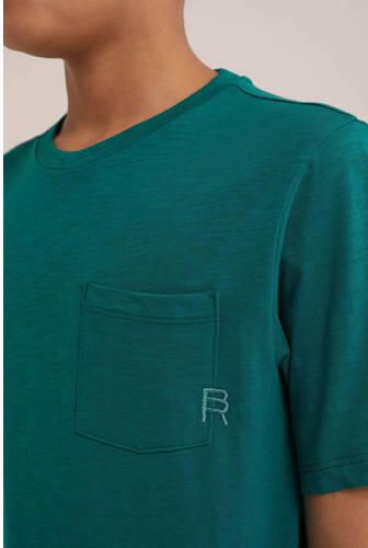 WE Fashion T-shirt donkergroen Jongens Katoen Ronde hals Effen 110 116 - Foto 2
