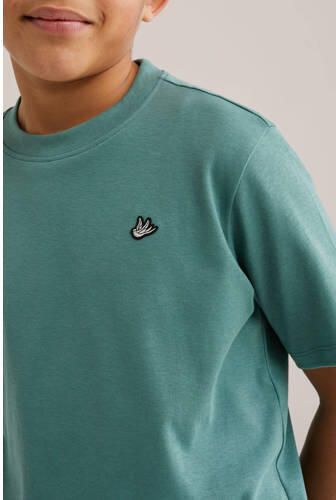 WE Fashion T-shirt donkergroen Jongens Katoen Ronde hals Effen - Foto 4