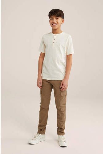 WE Fashion T-shirt ecru Jongens Katoen Ronde hals Effen 110 116 - Foto 2