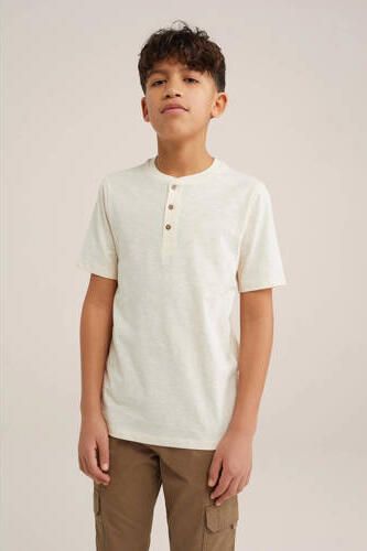 WE Fashion T-shirt ecru Jongens Katoen Ronde hals Effen 110 116 - Foto 3