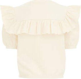 WE Fashion T-shirt ecru Meisjes Stretchkatoen Ronde hals Effen 110 116
