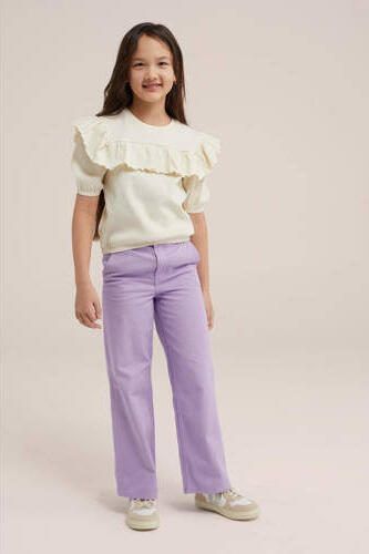 WE Fashion T-shirt ecru Meisjes Stretchkatoen Ronde hals Effen 110 116 - Foto 3