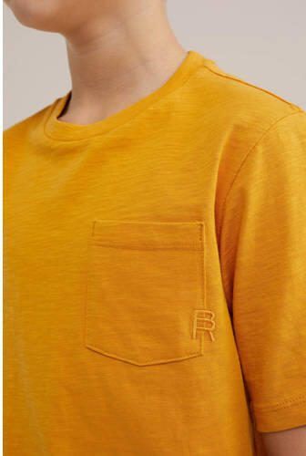 WE Fashion T-shirt geeloranje Jongens Katoen Ronde hals Effen 110 116 - Foto 2