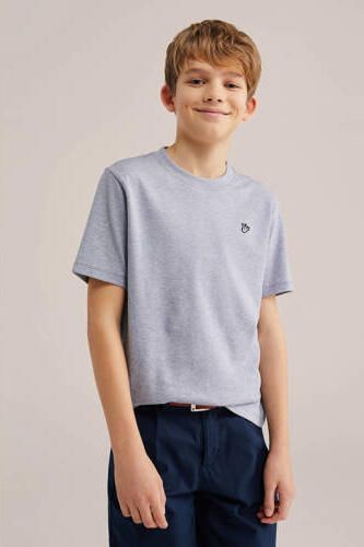 WE Fashion T-shirt grijs Jongens Katoen Ronde hals Effen