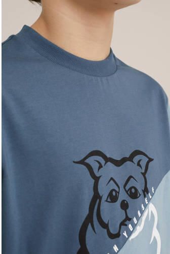 WE Fashion T-shirt grijsblauw Jongens Katoen Ronde hals Meerkleurig 110 116 - Foto 2