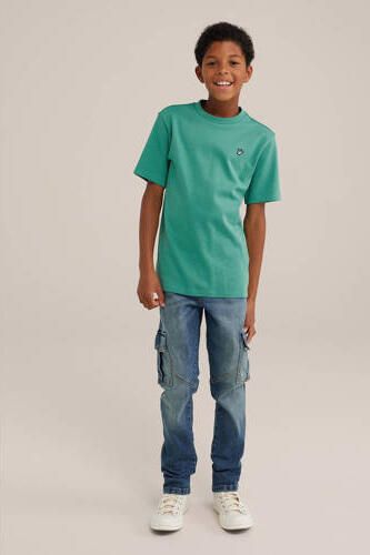 WE Fashion T-shirt Groen Jongens Katoen Ronde hals Effen 134 140 - Foto 3