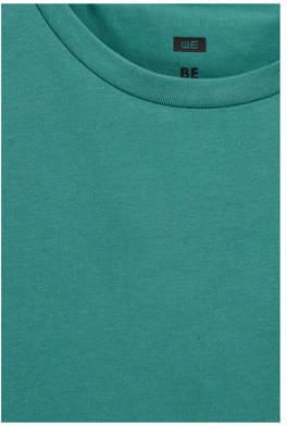 WE Fashion T-shirt Groen Jongens Stretchkatoen Ronde hals Effen 146 152