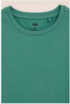 WE Fashion T-shirt Groen Jongens Stretchkatoen Ronde hals Effen 146 152 - Foto 3