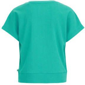 WE Fashion T-shirt groen Meisjes Polyester Ronde hals Effen 134 140 - Foto 3