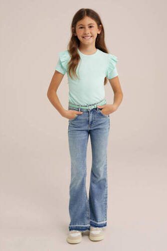 WE Fashion T-shirt Groen Meisjes Stretchkatoen Ronde hals Effen 170 176 - Foto 3