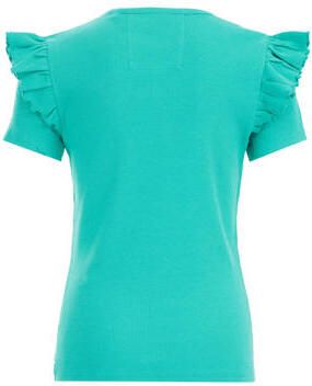 WE Fashion T-shirt groen Meisjes Stretchkatoen Ronde hals Effen 110 116