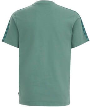 WE Fashion t-shirt groen donkergroen Jongens Katoen Ronde hals Printopdruk 110 116