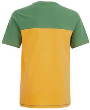 WE Fashion T-shirt groen geel Jongens Katoen Ronde hals Meerkleurig 146 152 - Foto 3