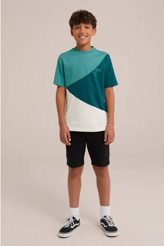 WE Fashion T-shirt groen wit Jongens Katoen Ronde hals Meerkleurig 110 116 - Foto 2
