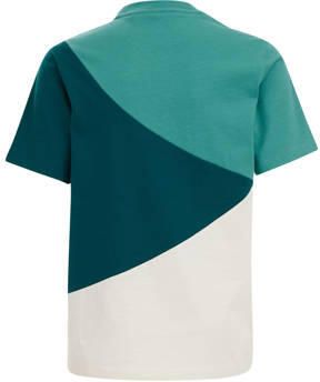 WE Fashion T-shirt groen wit Jongens Katoen Ronde hals Meerkleurig 110 116 - Foto 3