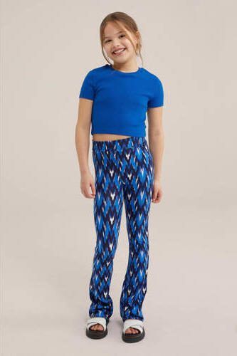 WE Fashion T-shirt kobaltblauw Meisjes Katoen Ronde hals Effen 134 140 - Foto 3