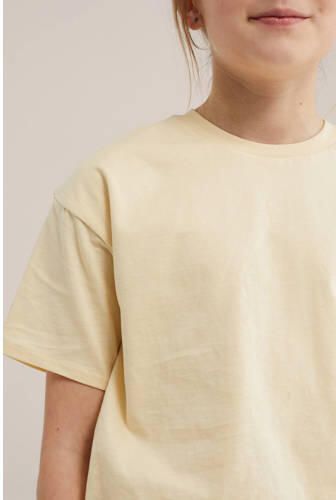 WE Fashion T-shirt lichtgeel Meisjes Katoen Ronde hals Effen - Foto 2