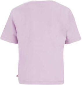 WE Fashion T-shirt lila Paars Meisjes Katoen Ronde hals Effen 134 140