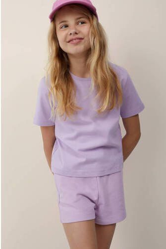 WE Fashion T-shirt lila Paars Meisjes Katoen Ronde hals Effen 134 140 - Foto 2