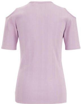 WE Fashion T-shirt lila Paars Meisjes Stretchkatoen Ronde hals Effen 110 116 - Foto 3
