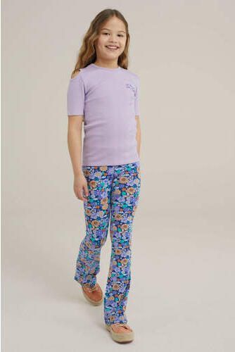 WE Fashion T-shirt lila Paars Meisjes Stretchkatoen Ronde hals Effen 110 116 - Foto 2