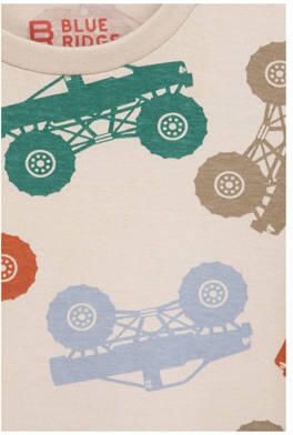 WE Fashion T-shirt met all over print beige Jongens Katoen Ronde hals All over print 110 116