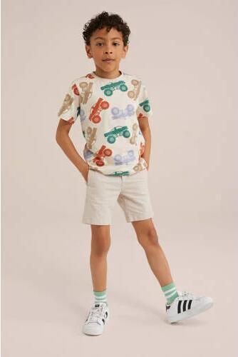 WE Fashion T-shirt met all over print beige Jongens Katoen Ronde hals All over print 110 116 - Foto 2