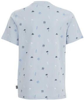 WE Fashion T-shirt met all over print blauw Jongens Katoen Ronde hals All over print 110 116