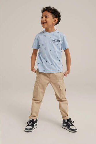 WE Fashion T-shirt met all over print blauw Jongens Katoen Ronde hals All over print 110 116 - Foto 3
