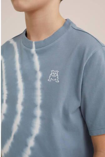 WE Fashion T-shirt met all over print blauw Jongens Katoen Ronde hals All over print 110 116 - Foto 2
