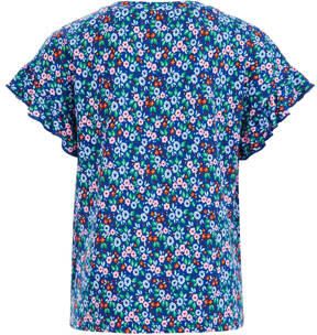 WE Fashion T-shirt met all over print blauw Meisjes Viscose Ronde hals 110 116
