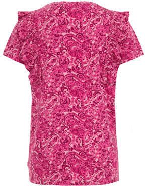 WE Fashion T-shirt met all over print en ruches roze Meisjes Viscose Ronde hals 110 116