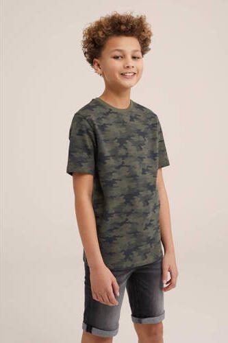 WE Fashion T-shirt met all over print groen Jongens Katoen Ronde hals All over print 110 116 - Foto 3