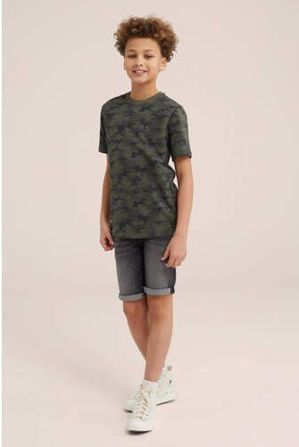 WE Fashion T-shirt met all over print groen Jongens Katoen Ronde hals All over print 110 116 - Foto 2