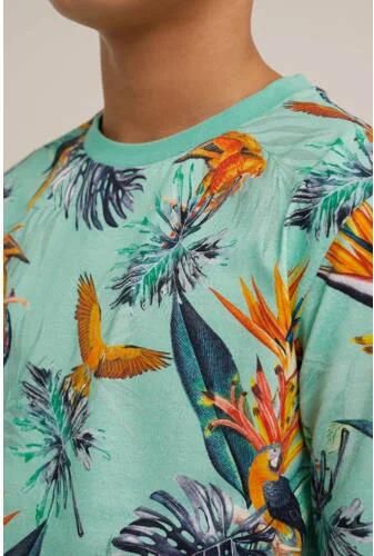WE Fashion T-shirt met all over print groen groen blauw Jongens Katoen Ronde hals 110 116 - Foto 2